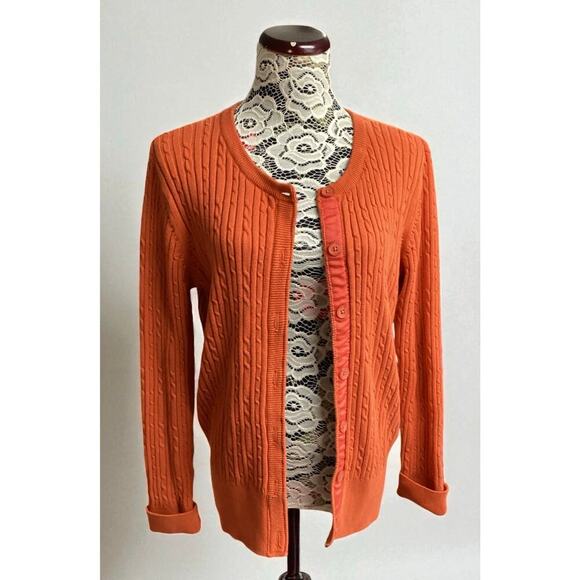 Cabela's cable-knit cardigan orange size M - Picture 1 of 8